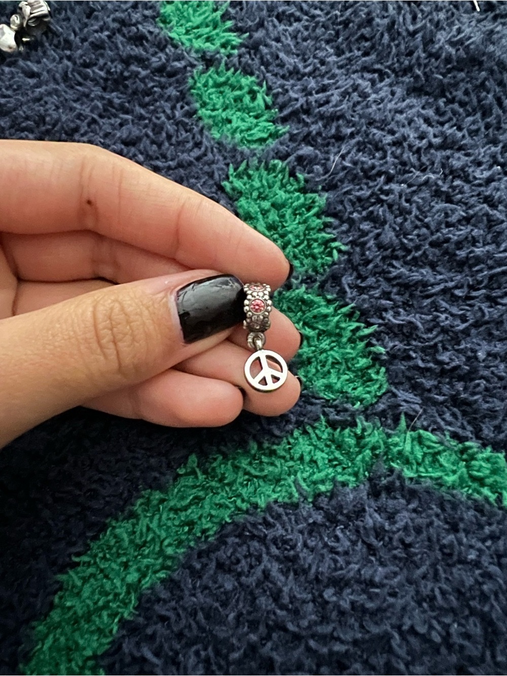 Silver Peace Charm Bead with Pink Accents - Pandora charm